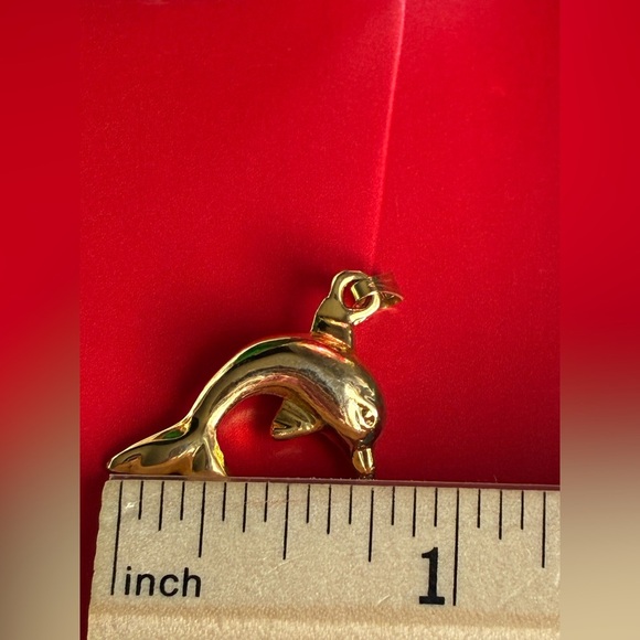 Gold Dolphin Necklace Pendant - Picture 4 of 6